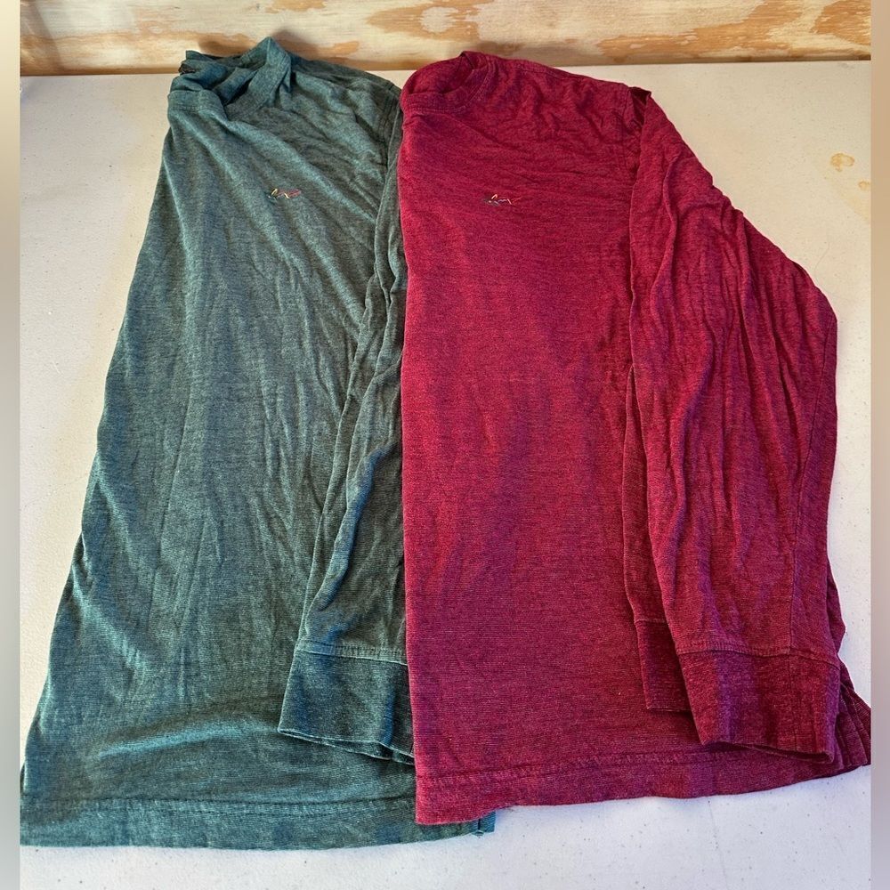 Greg Norman Long Sleeve Tees in Green and Red